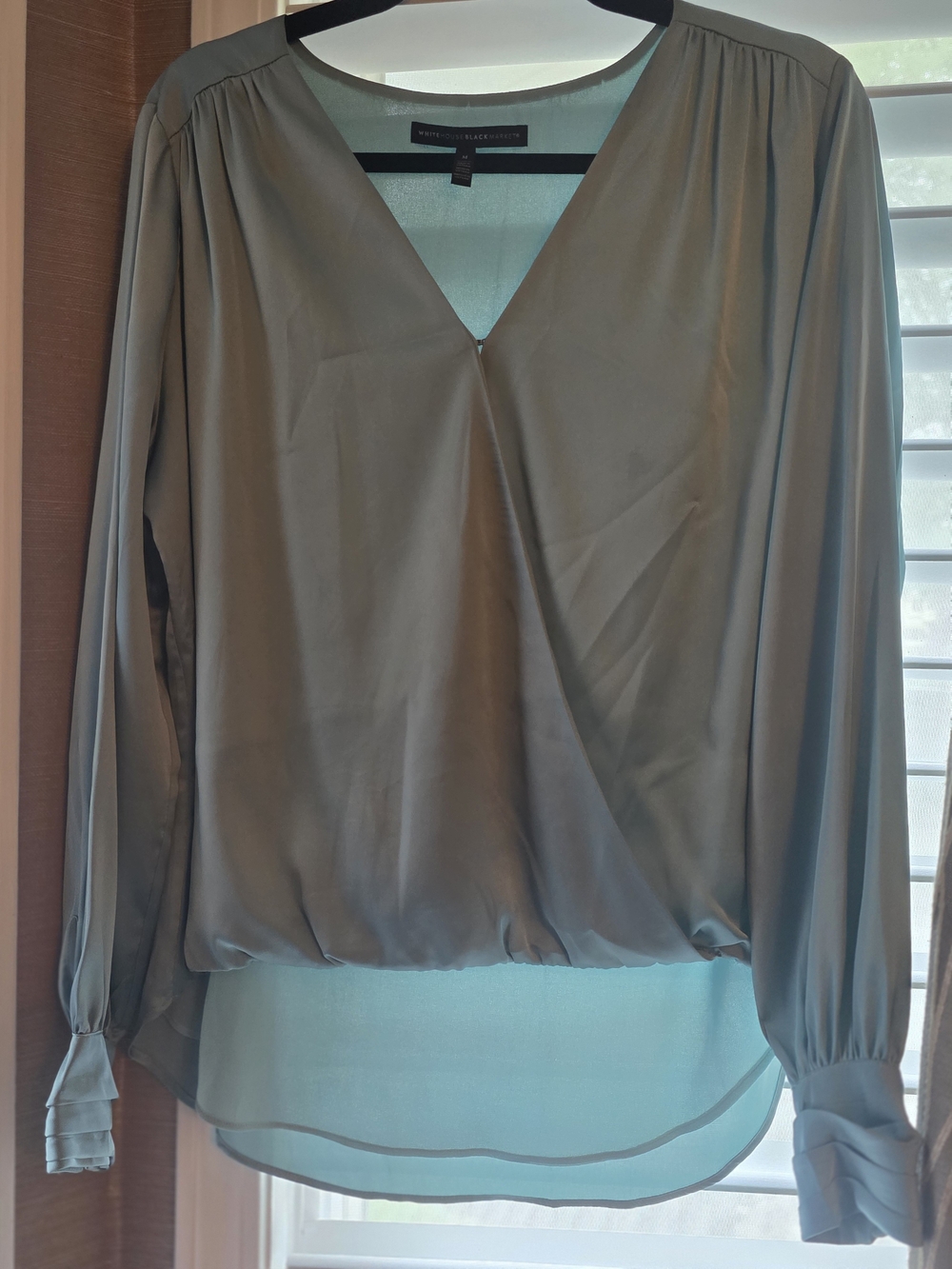 White House Black Market Teal Blue Surplice Blouse - Picture 1 of 3